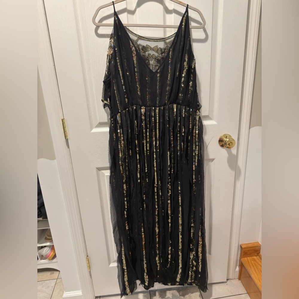 Black and Gold Sequin Dress